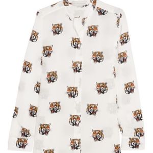 Stella McCartney Silk Tiger Head Dress Long Sleeve
